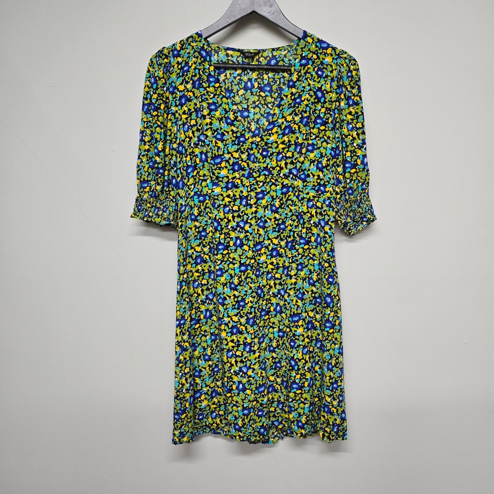 Rails Roma Dress Women S Blue Abstract Garden Rayon Puff Sleeve Mini Boho - Picture 2 of 15